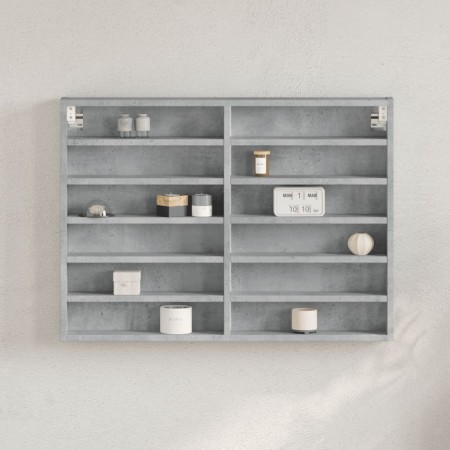 Vitrina de madera de ingeniería gris hormigón 80x8,5x58 cm de , Estantes y estanterías - Ref: Foro24-847957, Precio: 44,08 €,...