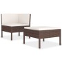 Set de muebles de jardín 2 piezas con cojines ratán PE marrón de vidaXL, Conjuntos de jardín - Ref: Foro24-310205, Precio: 15...