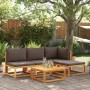 Sofá jardín sin reposabrazos con cojines madera maciza acacia de , Sofás de exterior - Ref: Foro24-4008173, Precio: 101,58 €,...