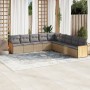 Set de sofás de jardín 9 pzas con cojines ratán sintético beige en Conjuntos de jardín | Comprar online en Foru.es