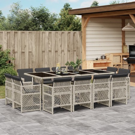 Set comedor jardín y cojines 13 pzas ratán sintético gris claro de , Conjuntos de jardín - Ref: Foro24-3210863, Precio: 830,5...