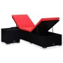 Tumbona con cojín y mesita de ratán sintético rojo de vidaXL, Tumbonas - Ref: Foro24-310226, Precio: 183,50 €, Descuento: %