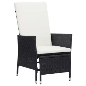 Sillón reclinable de jardín con cojines ratán sintético negro de vidaXL, Sillas de jardín - Ref: Foro24-310228, Precio: 130,9...