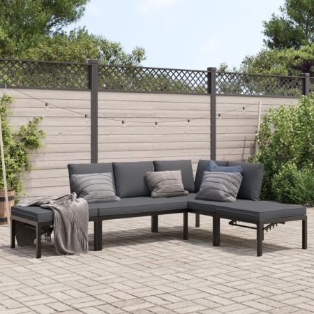 Set de sofás de jardín con cojines 4 piezas aluminio negro de , Conjuntos de jardín - Ref: Foro24-3283692, Precio: 557,89 €, ...