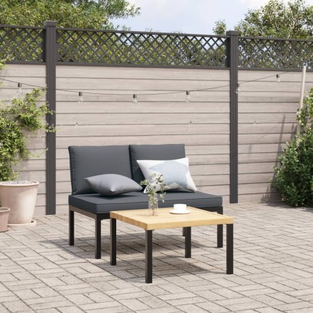 Set de sofás de jardín con cojines 2 piezas aluminio negro de , Conjuntos de jardín - Ref: Foro24-3283703, Precio: 249,15 €, ...