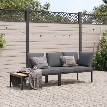 Set de sofás de jardín con cojines 2 piezas aluminio negro de , Conjuntos de jardín - Ref: Foro24-3283684, Precio: 339,71 €, ...
