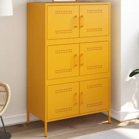 Aparador de acero amarillo mostaza 68x39x113 cm de , Aparadores - Ref: Foro24-842961, Precio: 150,60 €, Descuento: %