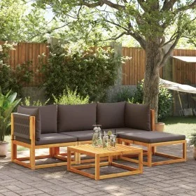 Garden sofa set with 5 pieces, solid acacia wood, and cushions. by , Outdoor sofas - Ref: Foro24-3278826, Price: 486,90 €, Di...