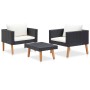 Set de muebles de jardín 3 pzas y cojines ratán sintético negro de vidaXL, Conjuntos de jardín - Ref: Foro24-310218, Precio: ...