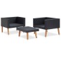 Set de muebles de jardín 3 pzas y cojines ratán sintético negro de vidaXL, Conjuntos de jardín - Ref: Foro24-310218, Precio: ...