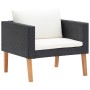 Set de muebles de jardín 3 pzas y cojines ratán sintético negro de vidaXL, Conjuntos de jardín - Ref: Foro24-310218, Precio: ...