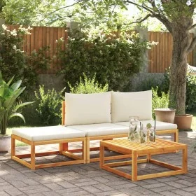 Solid acacia wood garden sofa set with 4 cushions. by , Outdoor sofas - Ref: Foro24-3278866, Price: 340,83 €, Discount: %