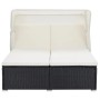 Tumbona para 2 personas con cojín ratán sintético negro de vidaXL, Camas para exteriores - Ref: Foro24-310235, Precio: 367,21...