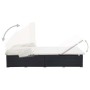 Tumbona para 2 personas con cojín ratán sintético negro de vidaXL, Camas para exteriores - Ref: Foro24-310235, Precio: 367,21...