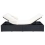 Tumbona para 2 personas con cojín ratán sintético negro de vidaXL, Camas para exteriores - Ref: Foro24-310235, Precio: 367,21...