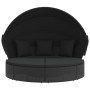 Tumbona cama de jardín con capota y cojines ratán PE negro de , Camas para exteriores - Ref: Foro24-362255, Precio: 605,22 €,...