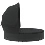 Tumbona cama de jardín con capota y cojines ratán PE negro de , Camas para exteriores - Ref: Foro24-362255, Precio: 605,22 €,...
