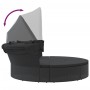 Tumbona cama de jardín con capota y cojines ratán PE negro de , Camas para exteriores - Ref: Foro24-362255, Precio: 605,22 €,...