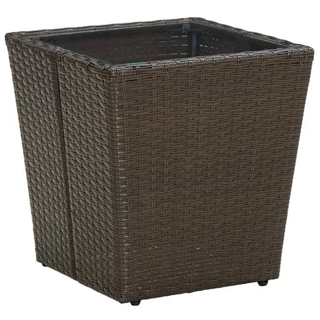 Mesa de centro ratán PE vidrio templado marrón 41,5x41,5x44cm de vidaXL, Mesas de jardín - Ref: Foro24-310558, Precio: 37,52 ...