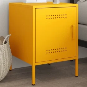 Mesita de noche de acero amarillo mostaza 36x39x50,5 cm de , Mesitas de noche - Ref: Foro24-842916, Precio: 54,76 €, Descuent...