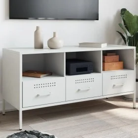 Mueble de TV acero laminado en frío blanco 100,5x39x50,5 cm de , Muebles TV - Ref: Foro24-843041, Precio: 121,01 €, Descuento: %