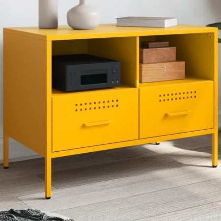 Mueble TV acero laminado en frío amarillo mostaza 68x39x50,5 cm de , Muebles TV - Ref: Foro24-843048, Precio: 93,69 €, Descue...