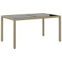Mesa jardín vidrio templado ratán sintético beige 150x90x75 cm de vidaXL, Mesas de jardín - Ref: Foro24-310576, Precio: 142,8...