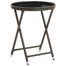 Mesa de centro ratán sintético y vidrio templado marrón 60 cm de vidaXL, Mesas de jardín - Ref: Foro24-310560, Precio: 64,48 ...