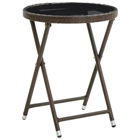Mesa de centro ratán sintético y vidrio templado marrón 60 cm de vidaXL, Mesas de jardín - Ref: Foro24-310560, Precio: 64,48 ...