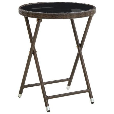 Mesa de centro ratán sintético y vidrio templado marrón 60 cm de vidaXL, Mesas de jardín - Ref: Foro24-310560, Precio: 65,64 ...