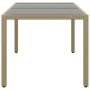 Mesa jardín vidrio templado ratán sintético beige 150x90x75 cm de vidaXL, Mesas de jardín - Ref: Foro24-310576, Precio: 140,8...