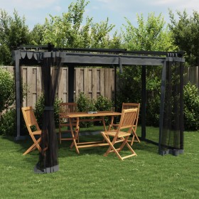 Cenador con paredes de malla acero gris antracita 3x3 m de , Carpas y cenadores - Ref: Foro24-4003909, Precio: 360,19 €, Desc...