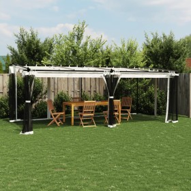 Cenador con paredes de malla acero crema 6x3 m de , Carpas y cenadores - Ref: Foro24-4003914, Precio: 484,44 €, Descuento: %