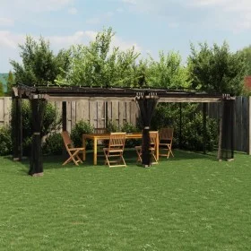 Cenador con paredes de malla acero taupe 6x3 m de , Carpas y cenadores - Ref: Foro24-4003916, Precio: 512,40 €, Descuento: %