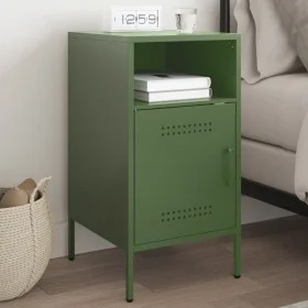 Mesita de noche de acero laminado verde oliva 36x39x68 cm de , Mesitas de noche - Ref: Foro24-843074, Precio: 63,91 €, Descue...