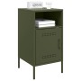 Mesita de noche de acero laminado verde oliva 36x39x68 cm de , Mesitas de noche - Ref: Foro24-843074, Precio: 74,38 €, Descue...