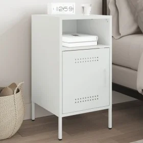 Cold-rolled steel white bedside table 36x39x68 cm by , Nightstands - Ref: Foro24-843076, Price: 63,94 €, Discount: %