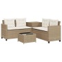 Sofá de jardín en forma de L con mesa y cojines ratán PE beige de , Conjuntos de jardín - Ref: Foro24-369031, Precio: 288,27 ...