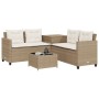 Sofá de jardín en forma de L con mesa y cojines ratán PE beige de , Conjuntos de jardín - Ref: Foro24-369031, Precio: 288,27 ...