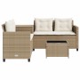 Sofá de jardín en forma de L con mesa y cojines ratán PE beige de , Conjuntos de jardín - Ref: Foro24-369031, Precio: 288,27 ...