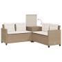 Sofá de jardín en forma de L con mesa y cojines ratán PE beige de , Conjuntos de jardín - Ref: Foro24-369031, Precio: 288,27 ...