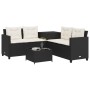 Sofá de jardín en forma de L con mesa y cojines ratán PE negro de , Conjuntos de jardín - Ref: Foro24-369027, Precio: 277,65 ...