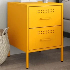 Mesita de noche de acero amarillo mostaza 36x39x50,5 cm de , Mesitas de noche - Ref: Foro24-842928, Precio: 70,26 €, Descuent...