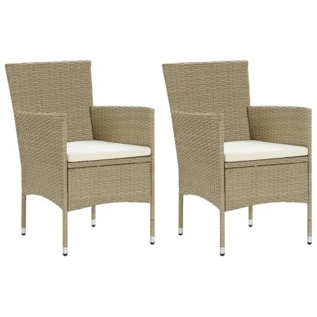 Sillas de jardín 2 unidades ratán sintético beige de vidaXL, Sillas de jardín - Ref: Foro24-310553, Precio: 141,16 €, Descuen...
