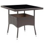 Mesa de comedor de jardín ratán sintético marrón de vidaXL, Mesas de jardín - Ref: Foro24-310552, Precio: 134,49 €, Descuento: %
