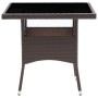 Mesa de comedor de jardín ratán sintético marrón de vidaXL, Mesas de jardín - Ref: Foro24-310552, Precio: 134,49 €, Descuento: %