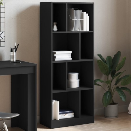 Estantería de madera de ingeniería negra 57x28,5x141 cm de , Librerías y estanterías - Ref: Foro24-847997, Precio: 72,65 €, D...