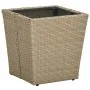 Mesa de centro de ratán PE vidrio templado beige 41,5x41,5x44cm de vidaXL, Mesas de jardín - Ref: Foro24-310557, Precio: 45,2...