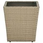 Mesa de centro de ratán PE vidrio templado beige 41,5x41,5x44cm de vidaXL, Mesas de jardín - Ref: Foro24-310557, Precio: 45,2...