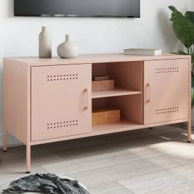 Mueble de TV de acero rosa 100,5x39x50,5 cm de , Muebles TV - Ref: Foro24-842989, Precio: 96,85 €, Descuento: %